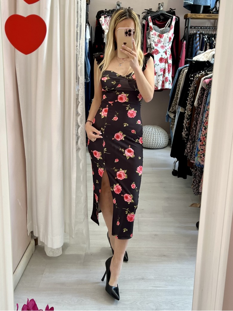 Vestito WOMAN spacco nero rose