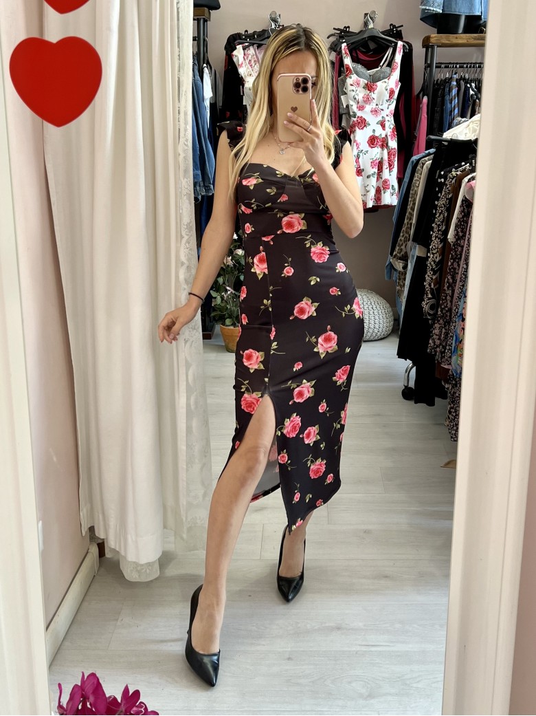 Vestito WOMAN spacco nero rose