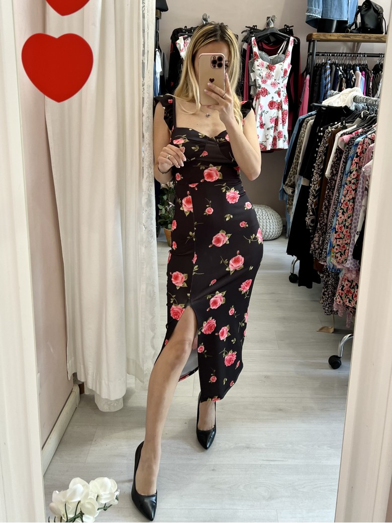 Vestito WOMAN spacco nero rose