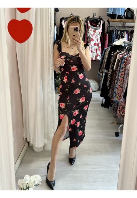 Vestito WOMAN spacco nero rose