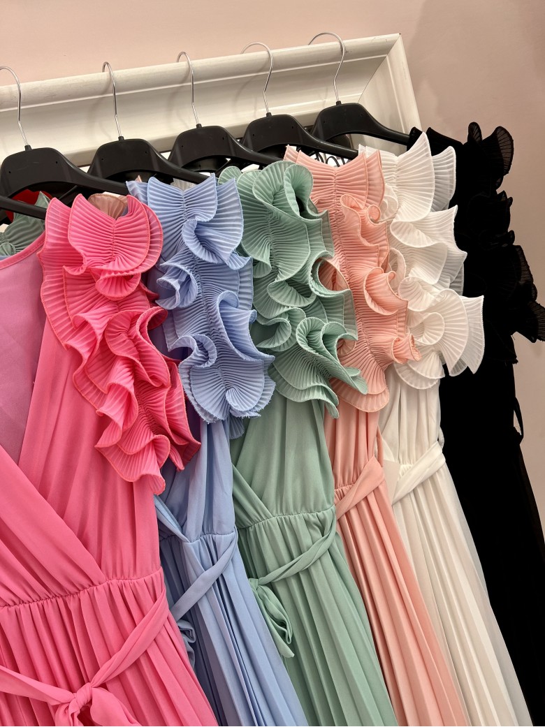 Vestito lungo plissettato DILETTA