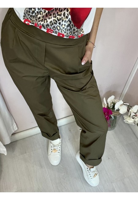 Pantaloni in cotone GINGER verde militare