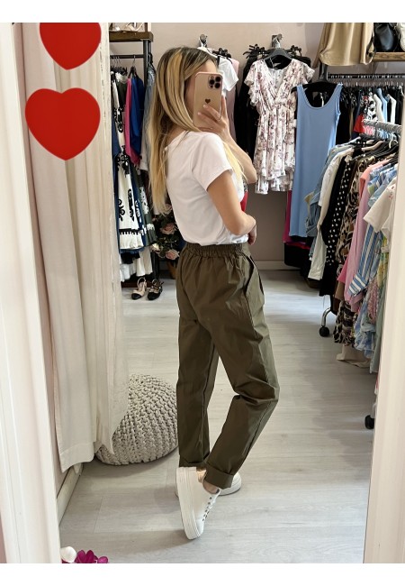 Pantaloni in cotone GINGER verde militare