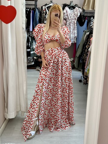 Set top e gonna lunga con spacchi CILIEGE bianco 2