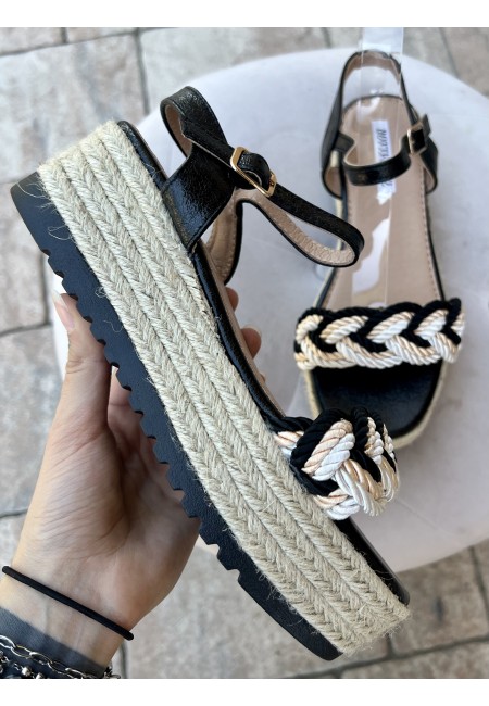 Sandali OLIMPIA con zeppina in paglia