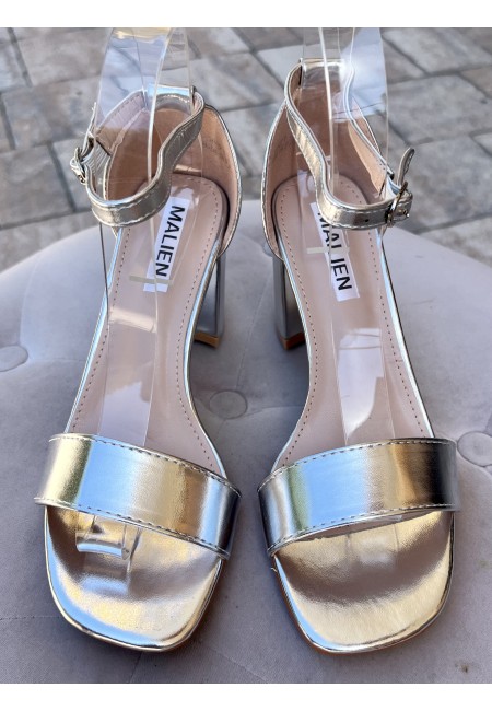 Sandali ARGENTO tacco largo