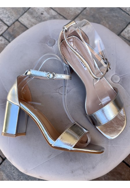 Sandali ARGENTO tacco largo