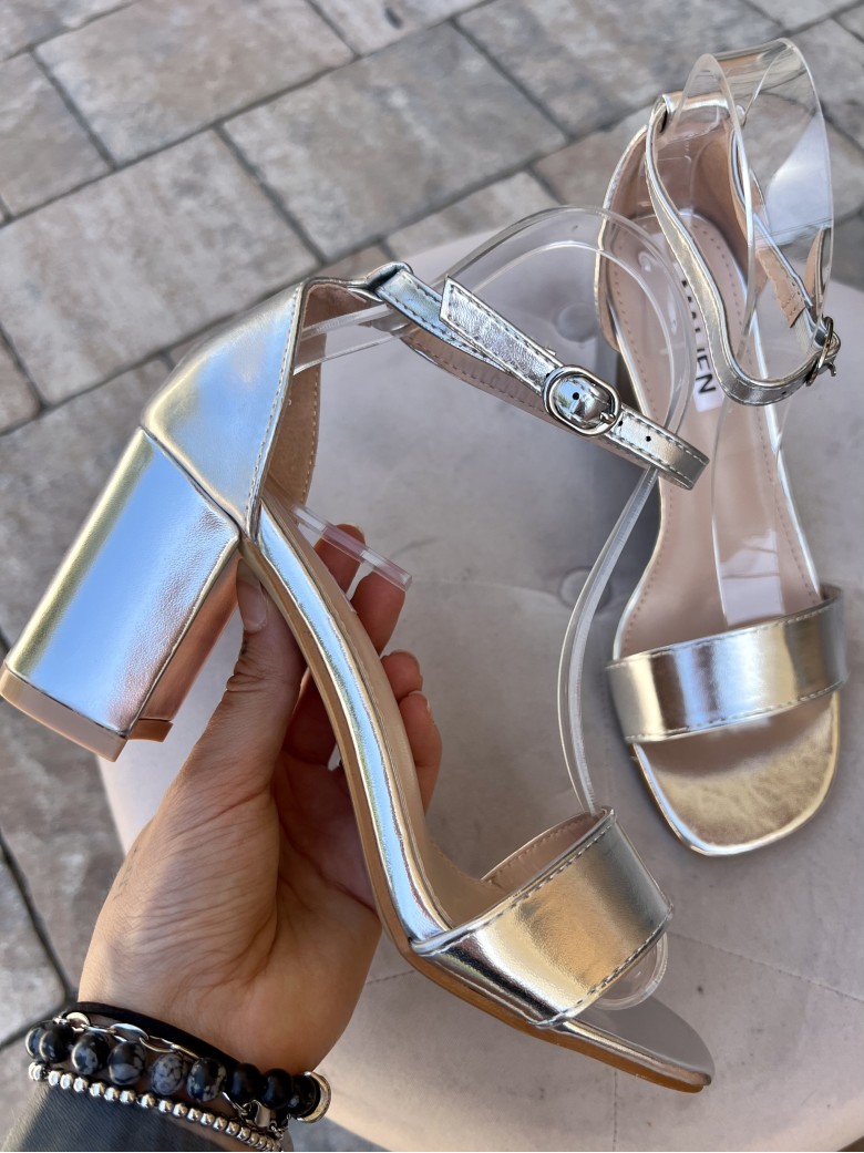 Sandali ARGENTO tacco largo