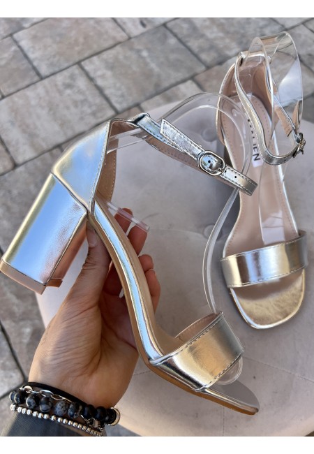Sandali ARGENTO tacco largo