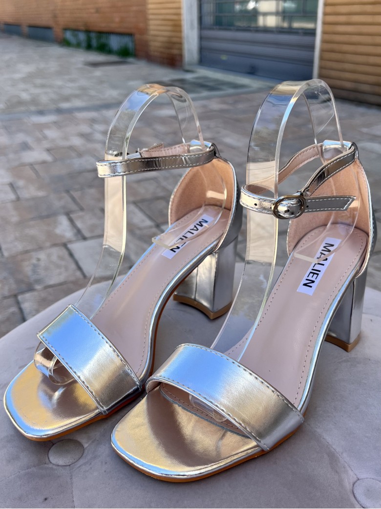 Sandali ARGENTO tacco largo