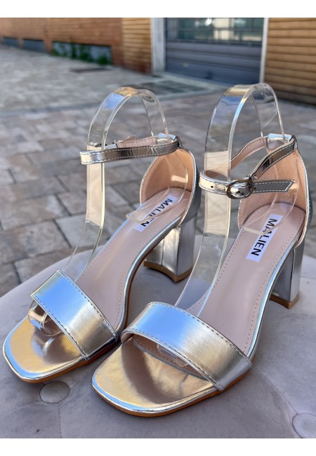 Sandali ARGENTO tacco largo