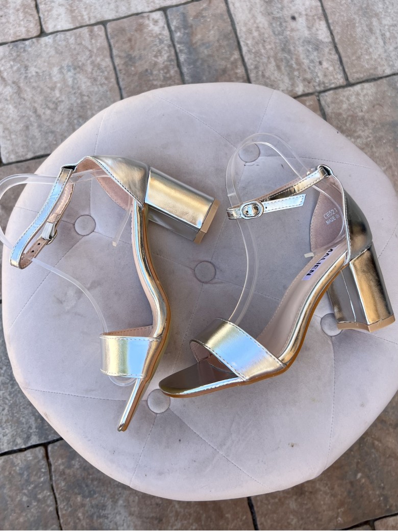 Sandali ARGENTO tacco largo