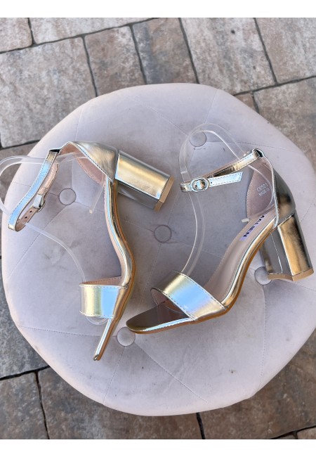 Sandali ARGENTO tacco largo