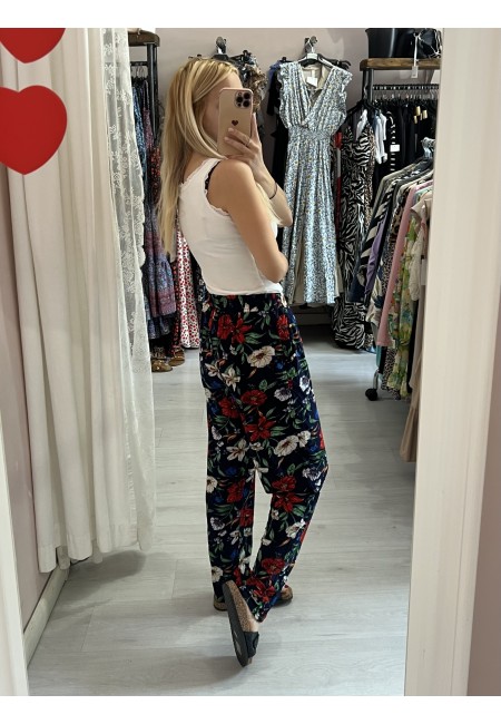Pantaloni morbidi FIORI NERI