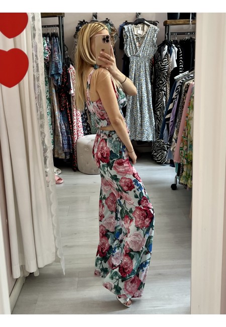 Set top e pantaloni A FIORI VERDE ACQUA
