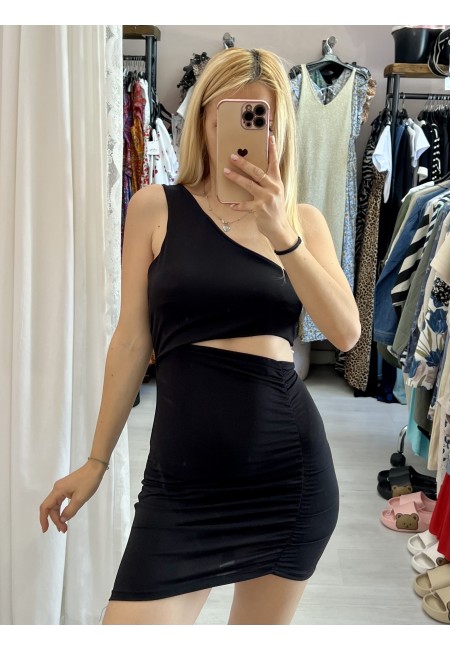 Vestito nero monospalla