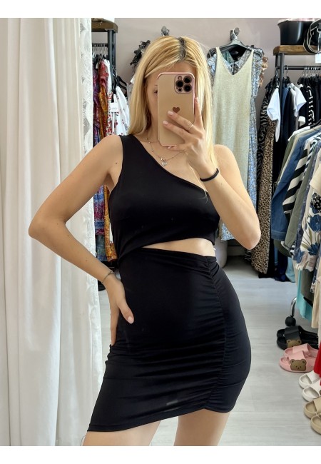 Vestito nero monospalla