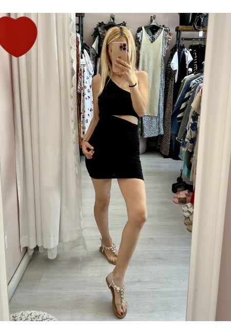 Vestito nero monospalla
