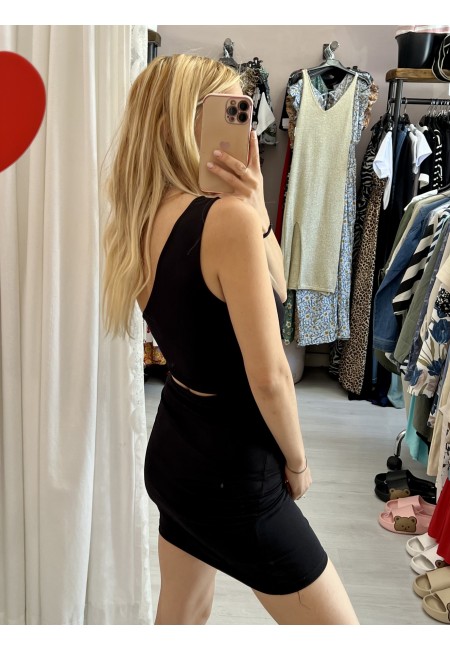 Vestito nero monospalla