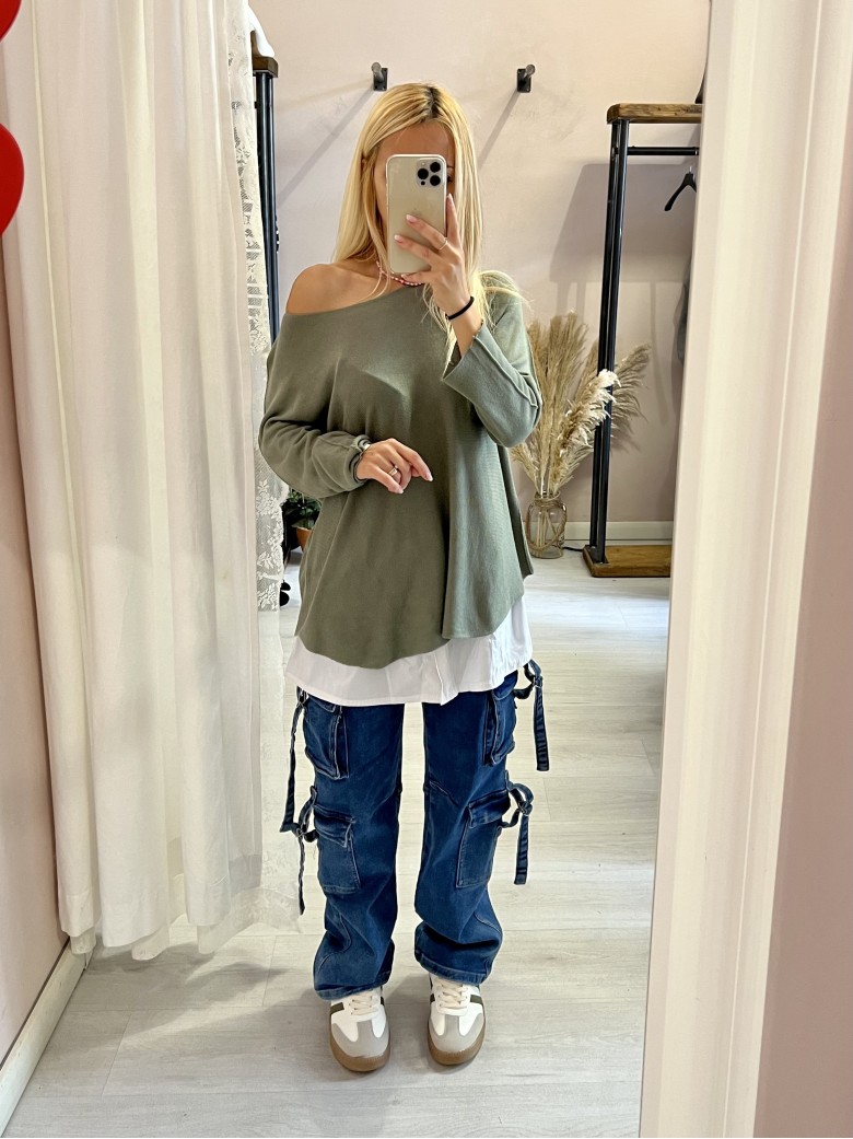 Balza effetto bordo camicia con elastico