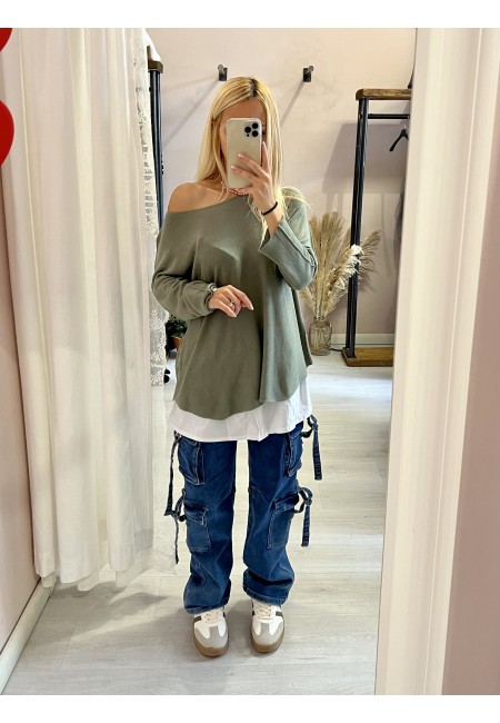 Balza effetto bordo camicia con elastico