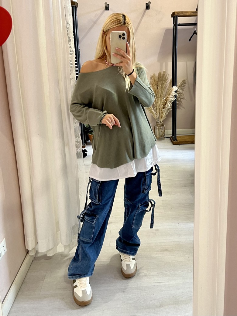 Balza effetto bordo camicia con elastico