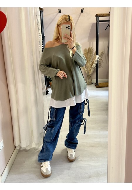 Balza effetto bordo camicia con elastico